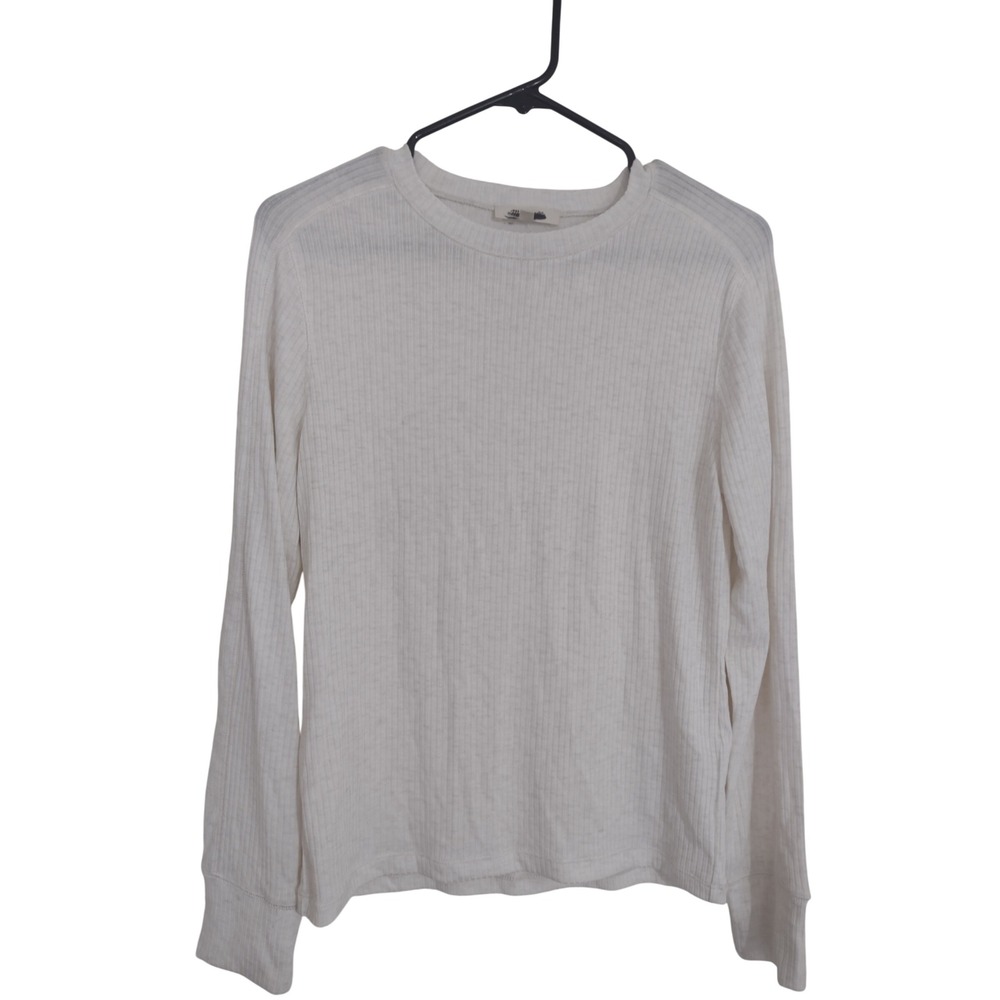 Madewell Womens Ribbed Long‎ Sleeve Henley CrewneckTop Off White Size L NEW